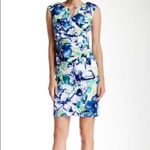Adrianna Papell Blue and Green Floral Dress
